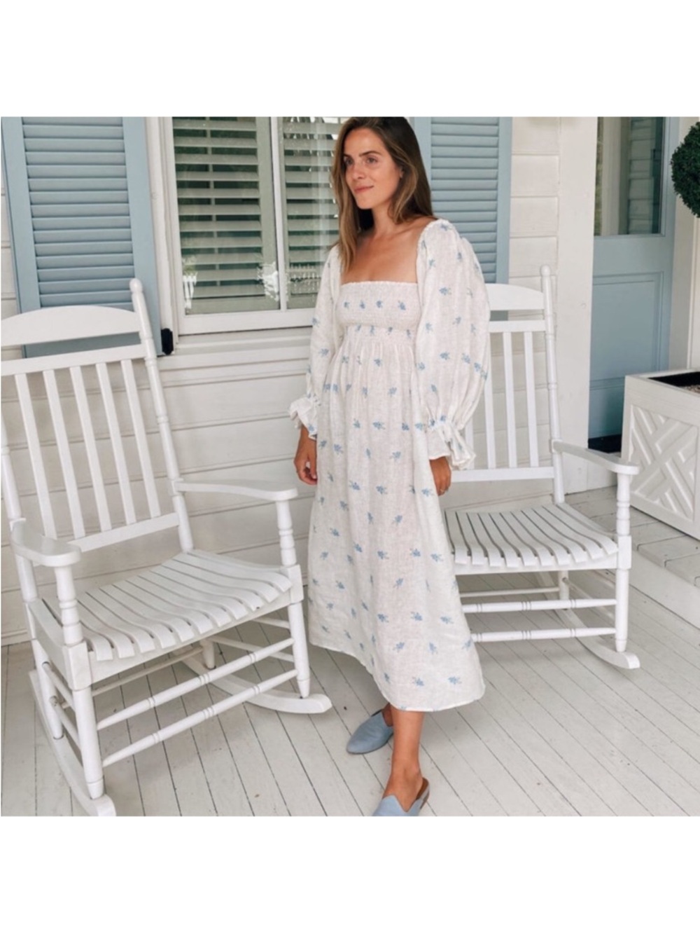 Sleeper Atlanta Dress White and Blue - Picture 3 of 6